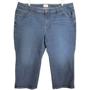 Lane Bryant Women's Stretch Blue Crop Jeans Plus Size 26 Straight Flex Waistband